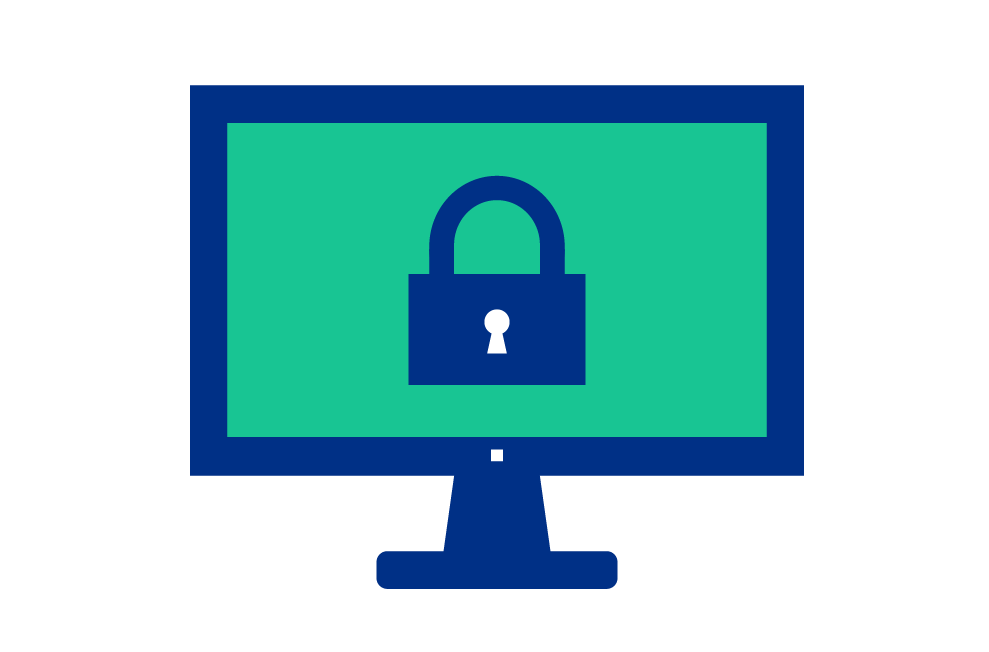 cybersecurity computer with lock